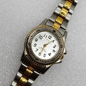 25mm Gold Silver Duo Two Tone Quartz Watch 14mm stainless steel bracelet Bezel